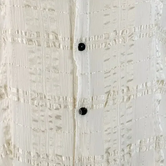 L.G.B Size S Cream Black Polyester Blend Distressed Mini Shirt Dress - Picture 2 of 8